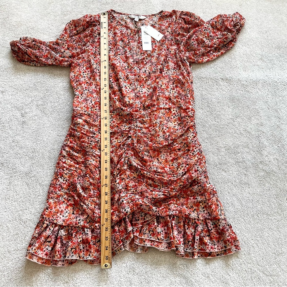 EVER NEW NWT Kylie Ruched Mini Dress Floral Romantic Dainty Feminine Pretty - Picture 8 of 9